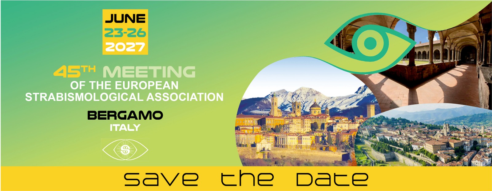 Save-the-date poster for the 45th ESA Meeting, Bergamo, Italy, 23–26 June 2027.